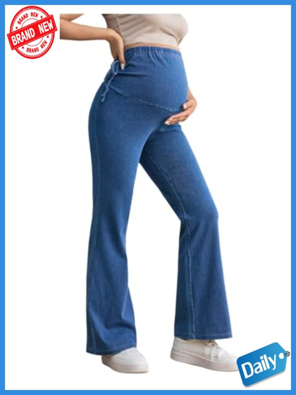 Maternity Flared Jeans High Waisted Stretch Denim Pants